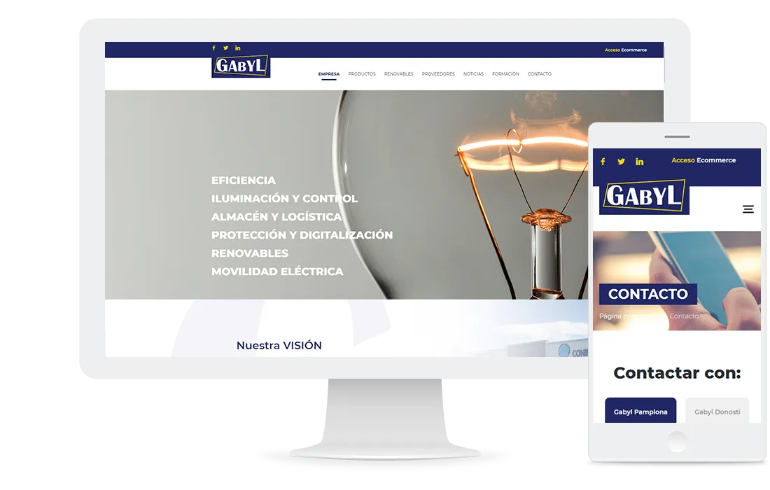 Mockup web Gabyl suministros eléctricos