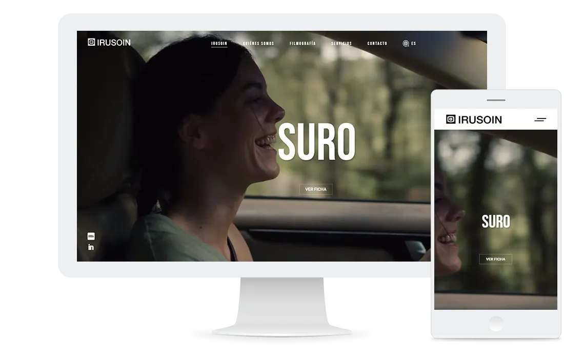 Mockup web Irusoin productora audiovisual