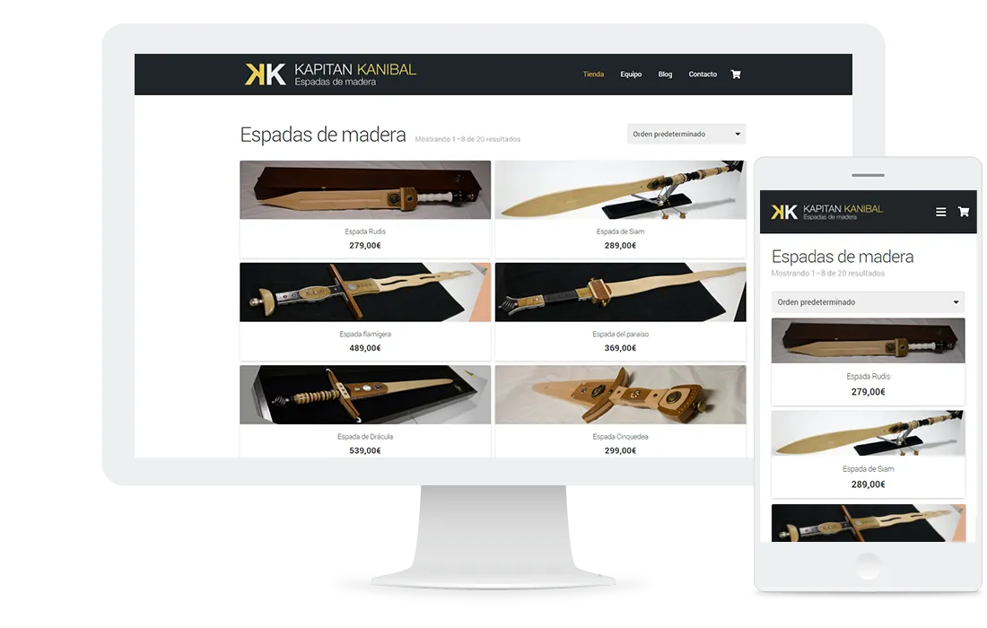 Mockup tienda online Kapitán Kaníbal