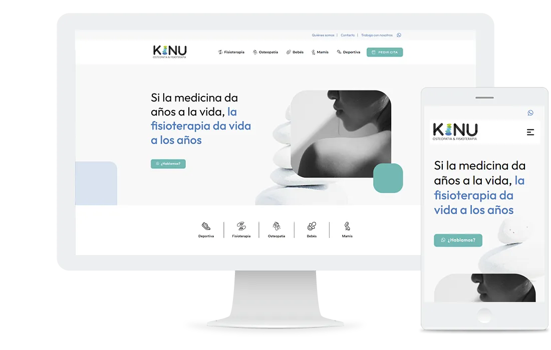 Mockup de presentación de la web de Kinu