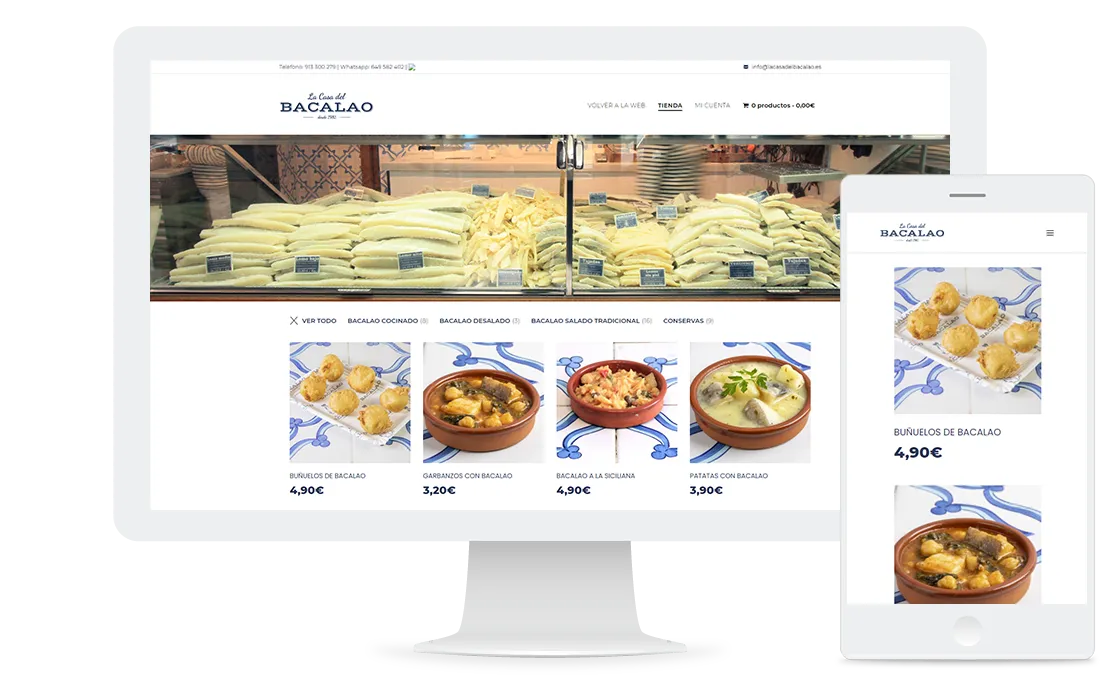 Mockup tienda online La Casa del Bacalao