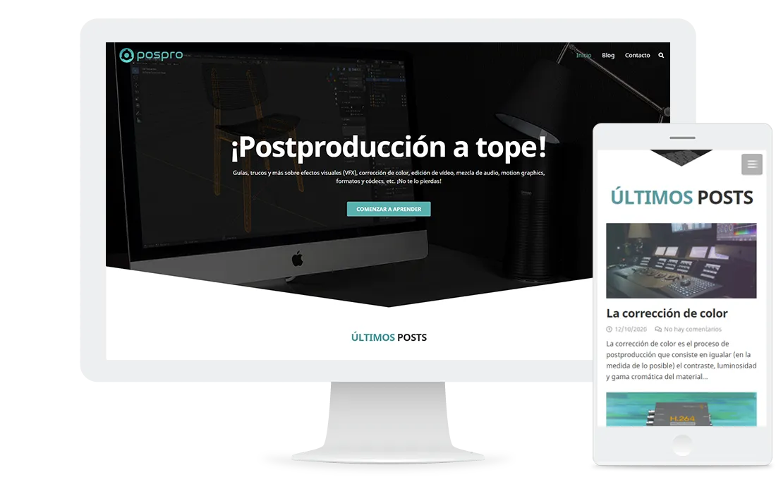 Mockup blog de posproducción digital