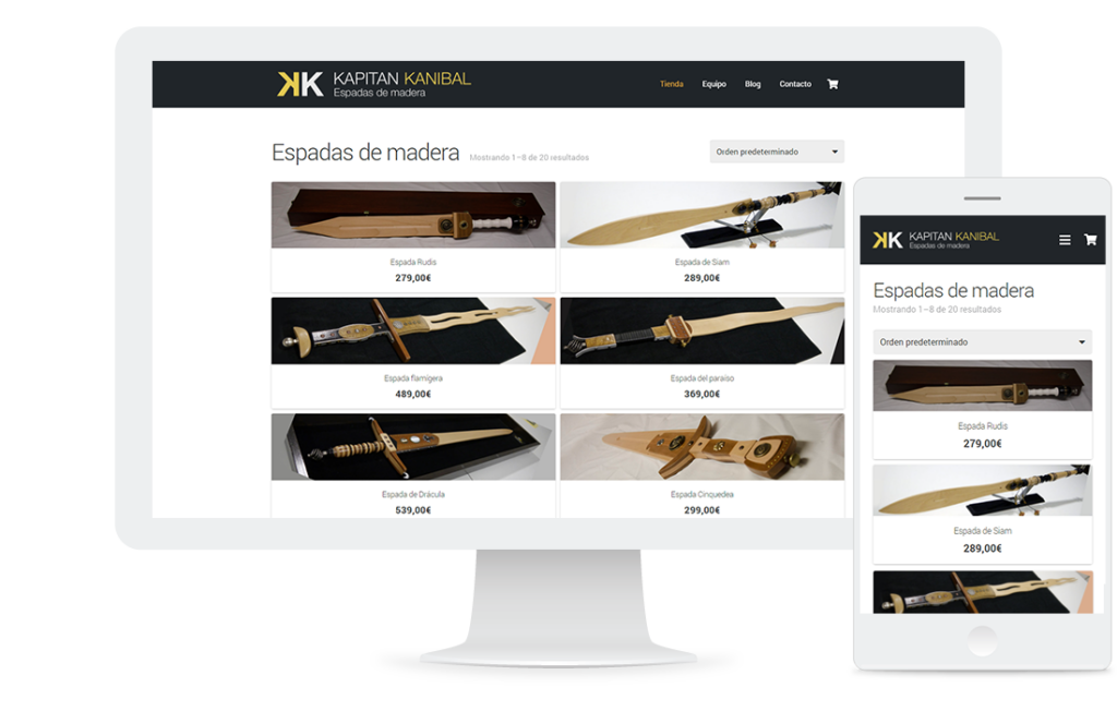 Tienda online de Kapitán Kaníbal (venta de espadas de madera)