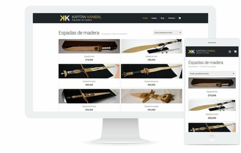 Tienda online de Kapitán Kaníbal (venta de espadas de madera)