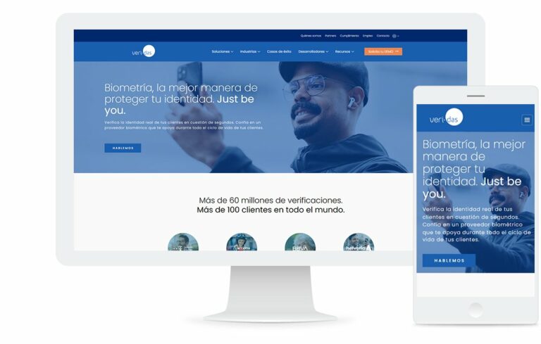 Web de Veridas - tecnología de reconocimiento biométrico
